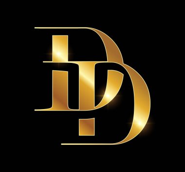 Golden Monogram Logo Initial Letter DD