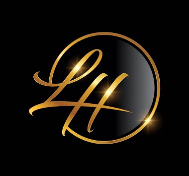 Golden Monogram Logo Initial Letters LH