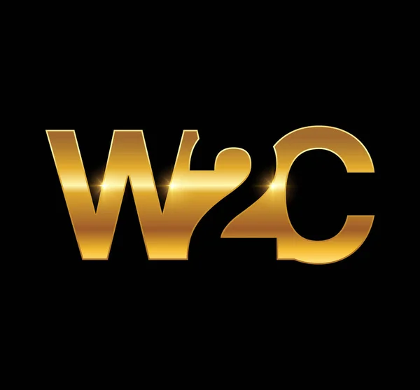 Icona Vettoriale Del Logo Oro Iniziale Del Monogramma W2C — Vettoriale Stock