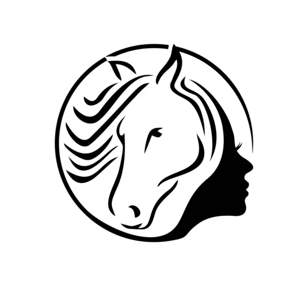 Ilustración Vectorial Del Logotipo Señora Del Caballo — Vector de stock