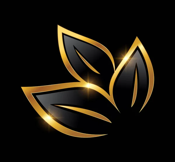Folha Ouro Logotipo Vetor Ícone — Vetor de Stock