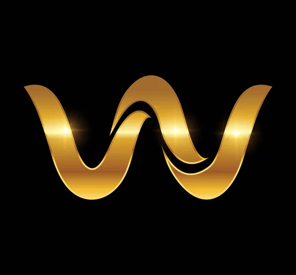 Logo Monogramu Złotej Fali — Wektor stockowy
