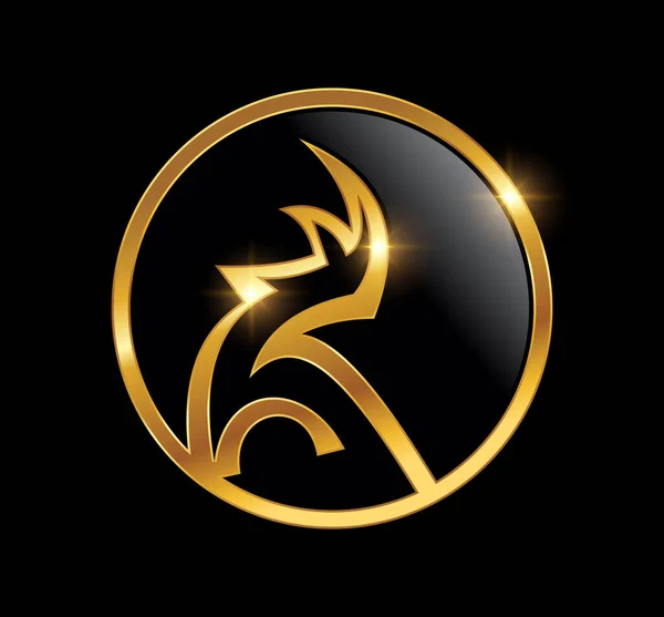 Golden Rhino Logo Vector Icon — стоковий вектор
