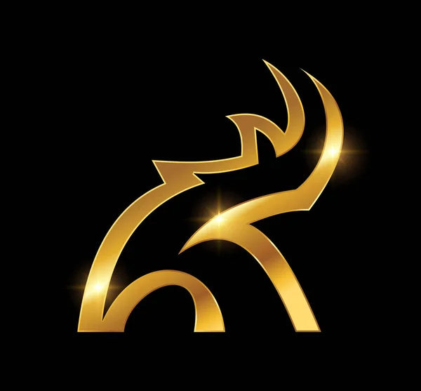 Ícone Vetor Logotipo Dourado Rhino —  Vetores de Stock