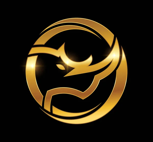 Golden Rhino Logo Vector Icon — стоковий вектор
