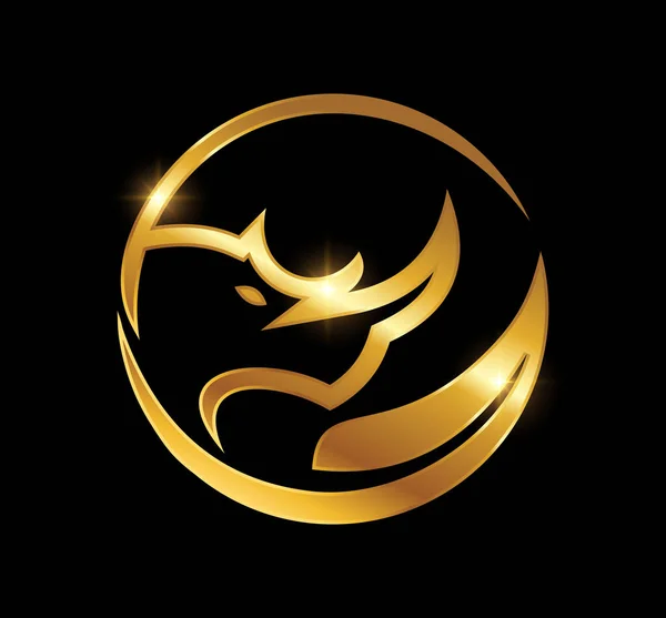 Złota Ikona Wektora Logo Rhino — Wektor stockowy