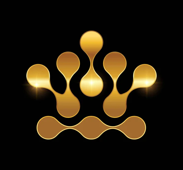 Golden Techno Crown Logo Vector Icon — 스톡 벡터