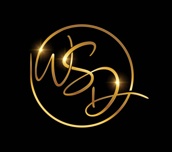 Χρυσό Λογότυπο Μονογράμματος Αρχικά Γράμματα Wsd — Διανυσματικό Αρχείο