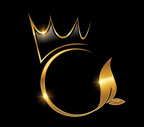 Золота Корона Листя Коло Лого Ікона — стоковий вектор