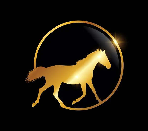 Stock vector Golden Horse in Circle Logo Vector Icon