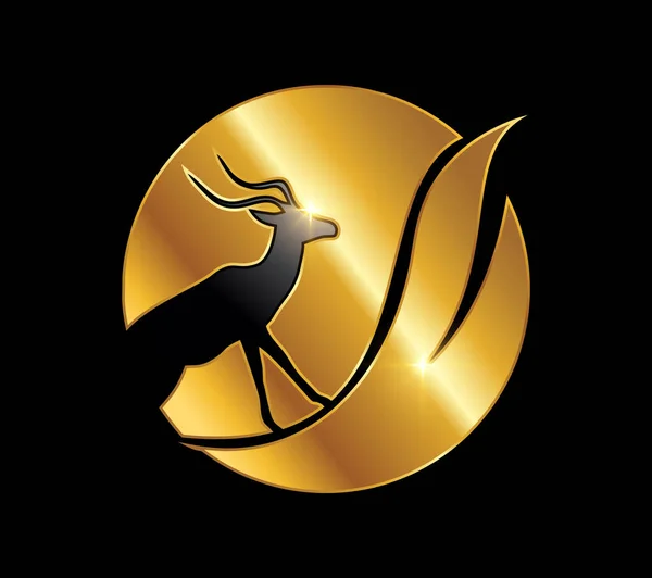 Logo Ciervo Dorado Vector Icono — Vector de stock