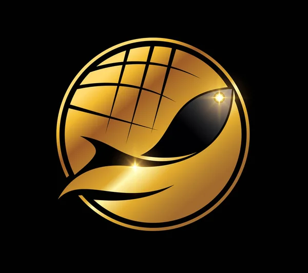Golden Fish Logo Vector Icon — 스톡 벡터
