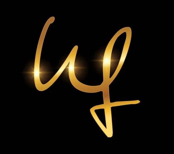 黄金のモノグラムロゴ初期文字Wf — ストックベクタ