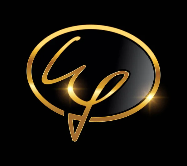 Altın Monogram Logosu Baş Harfleri — Stok Vektör