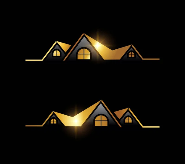 Golden Real Estate Home Logo Vector Icon — Stock Vector