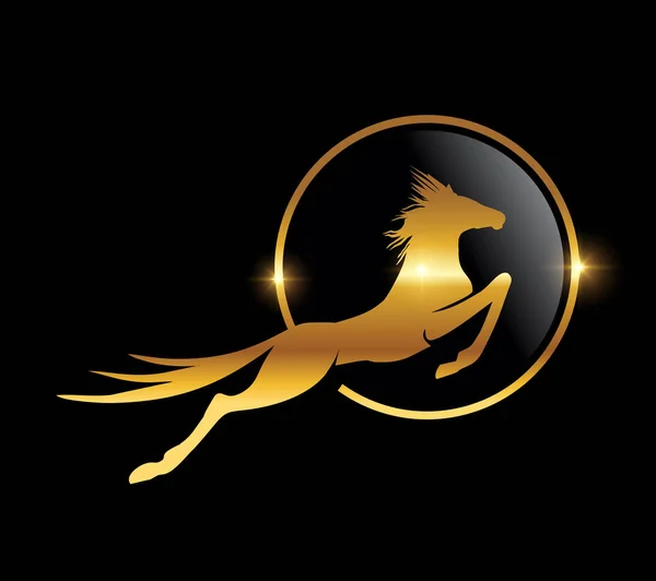 Caballo Oro Icono Del Logotipo Del Círculo — Vector de stock