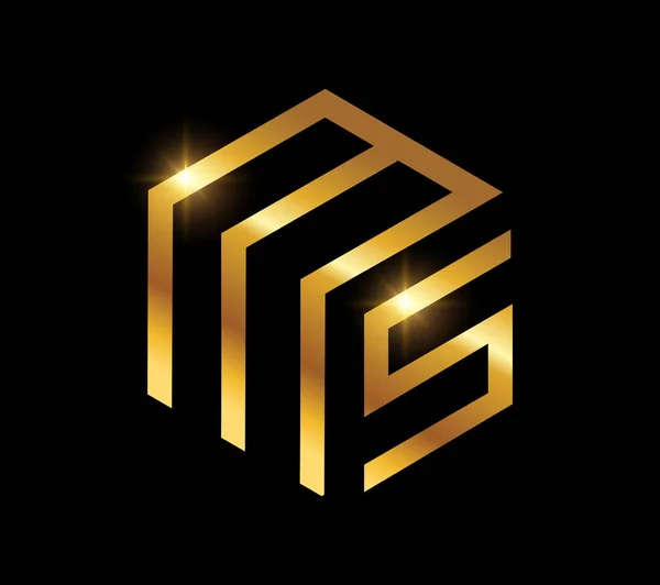 Litery Początkowe Logo Złotego Monogramu — Wektor stockowy