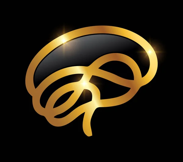 Golden Human Brain Logo Icon — Stock Vector