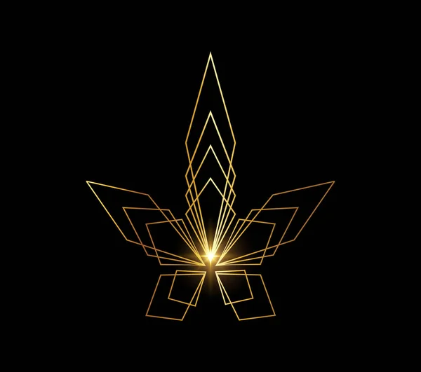 Golden Cannabis Leaf Logo Icon — Stockový vektor
