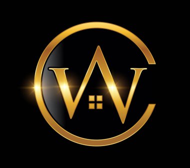 Golden Monogram Logo Initial Letter W