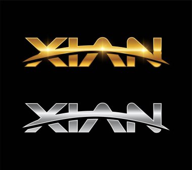 Altın XIAN Monogram İlk Harfler Logosu