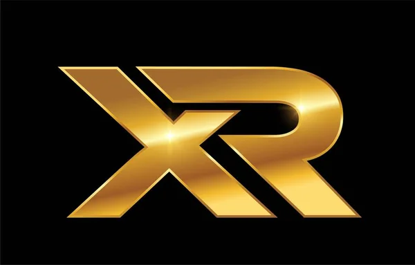 黄金のXrモノグラムのロゴ初期文字 — ストックベクタ