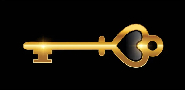 Goldener Schlüssel Logo Vektor Illustration — Stockvektor