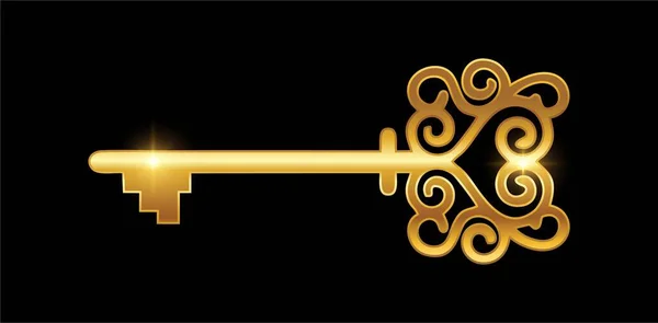 Golden Key Logo Vector Illusztráció — Stock Vector