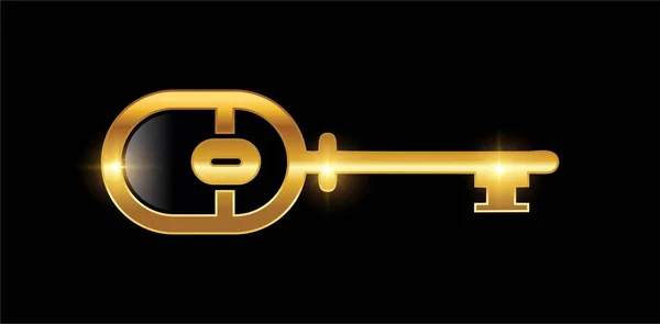 Goldener Schlüssel Logo Vektor Illustration — Stockvektor