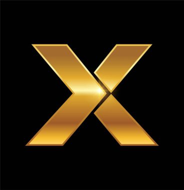 Altın X Harfi Monogram Logo Çizimi