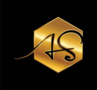 Altın Monogram Logosu Baş harfleri AS