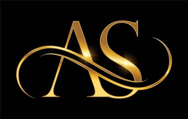 Altın Monogram Logosu Baş harfleri AS