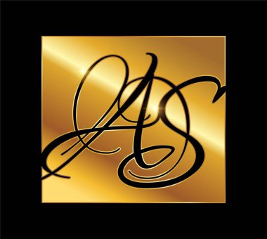 Altın Monogram Logosu Baş harfleri AS