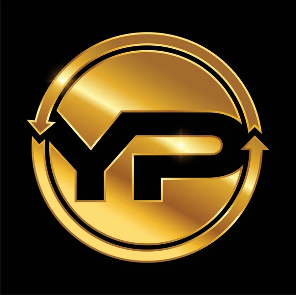 Logotipo Monograma Dourado Cartas Iniciais — Vetor de Stock