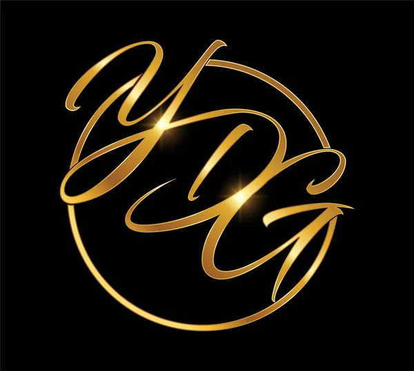 Altın Monogram Logosu Harfler Ydg — Stok Vektör