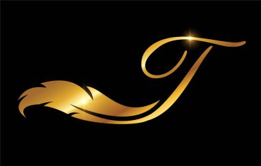 Altın Tüy Monogram Logosu Baş harfi T