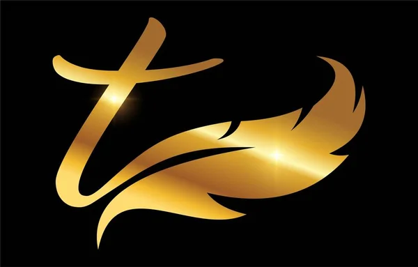 Золоте Перо Монограма Логотип Початкова Літера — стоковий вектор