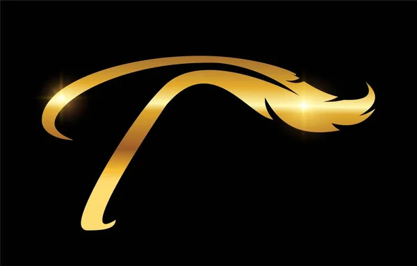 Logo Monogramme Golden Feather Lettre Initiale — Image vectorielle