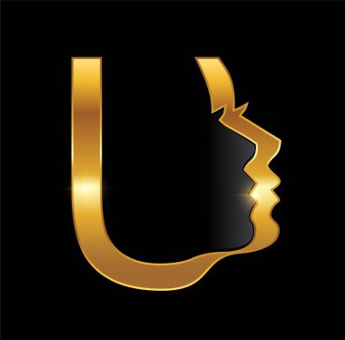 Altın kadın monogram logo harfi U