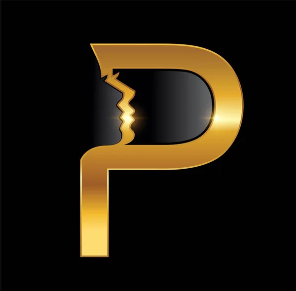 Golden Women Monogram Logo Letter — Stock Vector