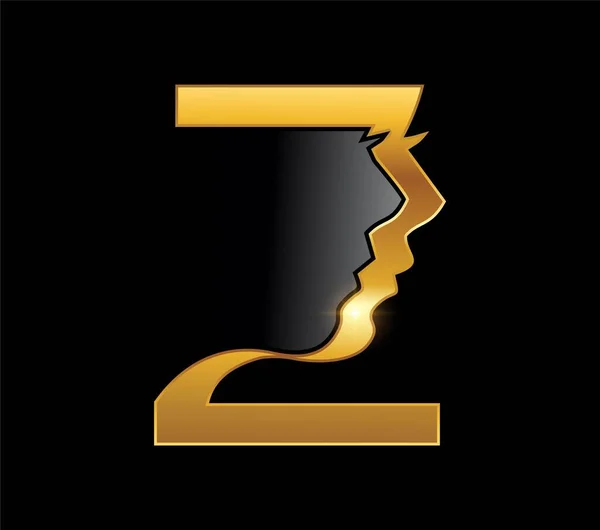 黄金の女性モノグラムのロゴレターZ — ストックベクタ