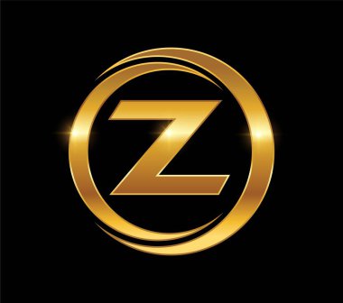 Altın Çember Monogram Logosu Baş harfi Z