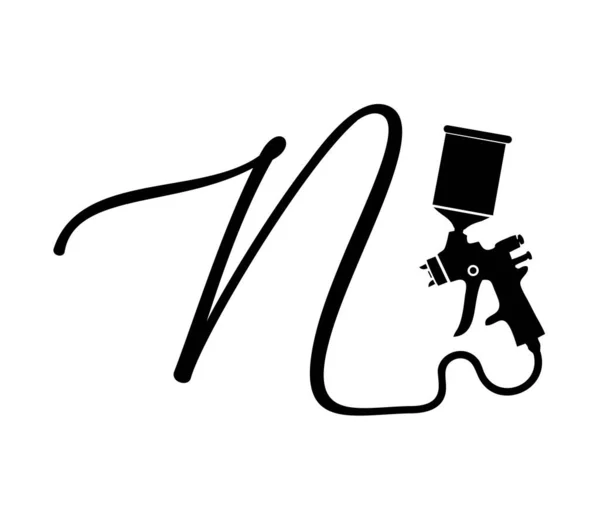 Пистолет Распылитель Краски Логотип Начальная Буква — стоковый вектор