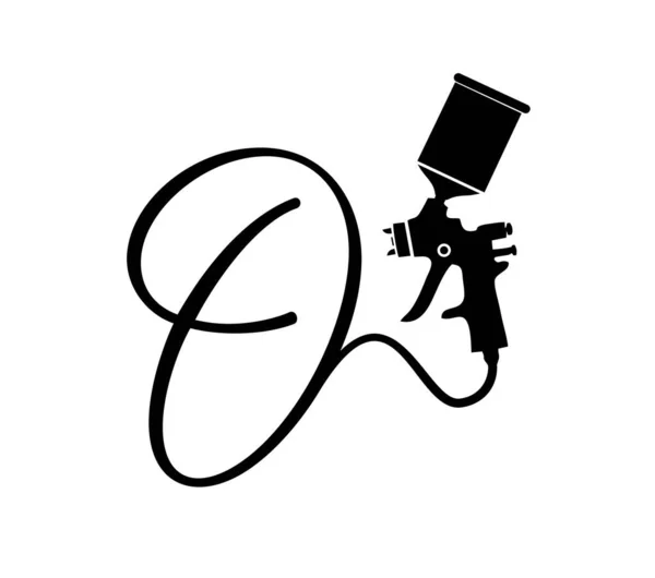 Pistolet Peinture Monogramme Logo Lettre Initiale — Image vectorielle