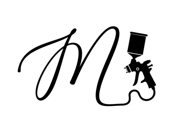 Pistole Spray Farbe Monogramm Logo Anfangsbuchstabe — Stockvektor