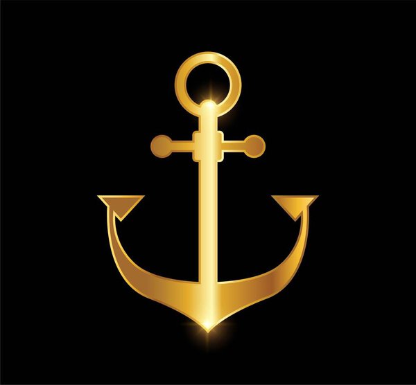 Golden anchor Logo Vector Icon