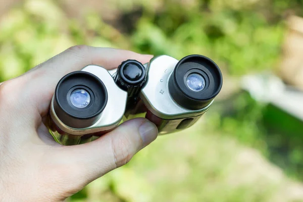 Small Hiking Binoculars Binoculars Hand Watch Binoculars High Quality Photo — Stock Photo, Image
