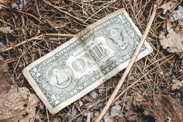 Один Доллар Крупным Планом Стареющий Доллар Один Американский Доллар Банкнота — стоковое фото