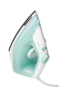 Elektrikli demir dikey pozisyonda. Buhar ütüsü beyaz arka planda izole edilmiş. Yüksek kalite fotoğraf