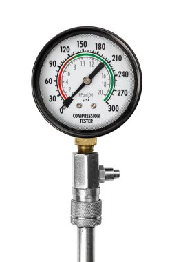 Engine compression measurement. Measuring scale. A device for measuring the pressure in the system. High quality photo clipart